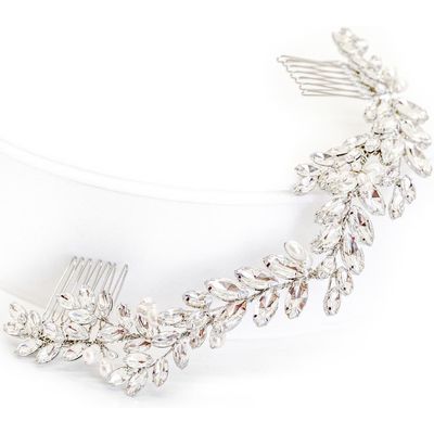 Brides & Hairpins Abrielle Pearl & Crystal Halo Comb in Silver