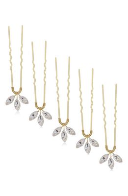 Brides & Hairpins Arden Set of 5 Swarovski Crystal Hair Pins in Gold