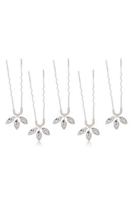 Brides & Hairpins Arden Set of 5 Swarovski Crystal Hair Pins in Silver