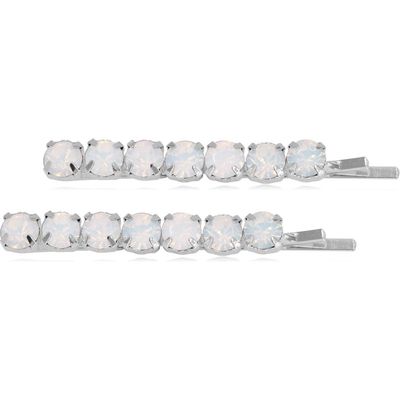 Brides & Hairpins Ayla Set of 2 Opal Hair Clips in Silver 