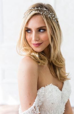Brides & Hairpins Gia Double Banded Halo Headpiece in Silver