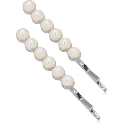 Brides & Hairpins Halle Set of 2 Imitation Pearl Hair Clips in Silver 