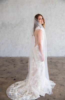 Brides & Hairpins Joli Silk Tulle Floor Length Veil in Ivory