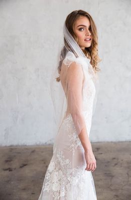 Brides & Hairpins Leola Swarovski Crystal Fingertip Veil in Light Ivory