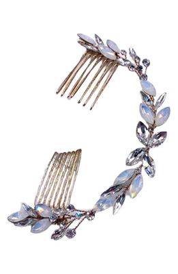 Brides & Hairpins Monroe Swarovski Crystal & Opal Halo Hair Comb in Gold