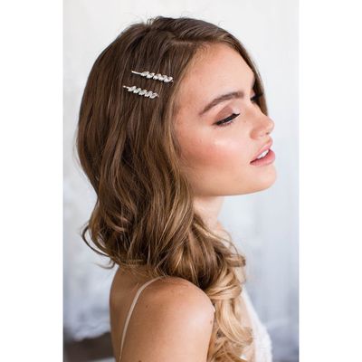 Brides & Hairpins Payton Set of 2 Crystal Hair Clips in Silver 