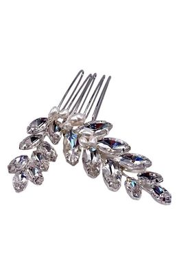 Brides & Hairpins Raquel Crystal & Freshwater Pearl Hair Comb in Silver