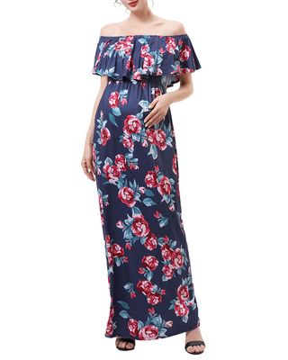 Brielle Maternity/Nursing Floral-Print Maxi Dress