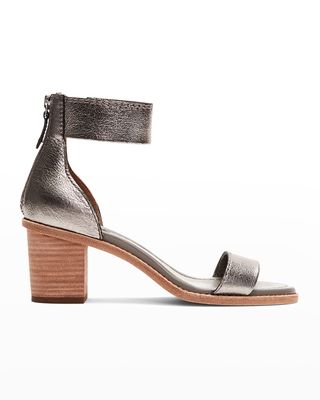 Brielle Metallic Zip-Cuff High-Heel Sandals
