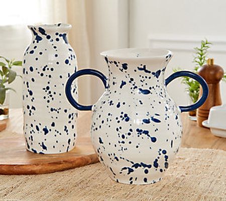Bright Bazaar by Will Taylor S/2 Paint Splatter Ceramic Vases