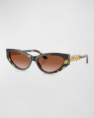 Bright Greca Embellished Cat-Eye Sunglasses