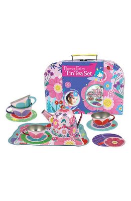 BRIGHT STRIPES Flower Fairy Tin Tea Set & Carrying Case in Pink Multi