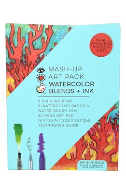 BRIGHT STRIPES Mash Up Watercolor Blends and Ink Art Pack in Blue