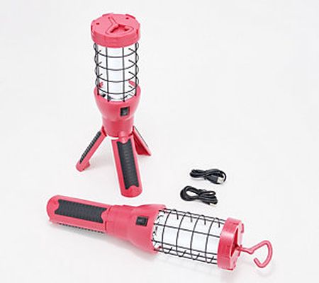 BrightEase Set of 2 Rechargeable Work Light Lanterns