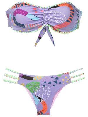 Brigitte abstract-pattern bikini set - Purple