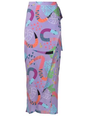Brigitte abstract-pattern wrap skirt - Purple