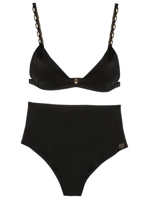 Brigitte chain-link high-waisted bikini - Black