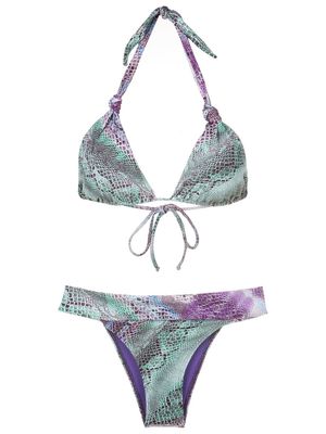 Brigitte cobra-print bikini set - Purple