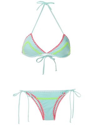 Brigitte Crochet neon bikini set - Blue