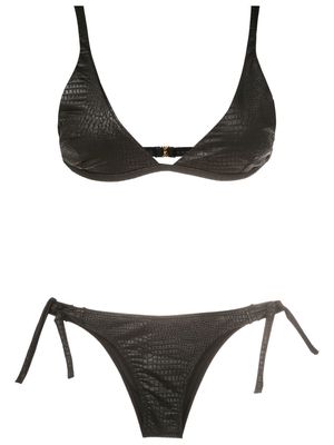 Brigitte crocodile-embossed pattern bikini - Black