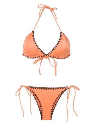 Brigitte embroidered halterneck bikini - Orange
