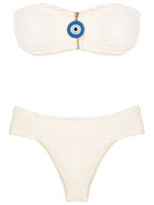 Brigitte evil-eye strapless bikini - White