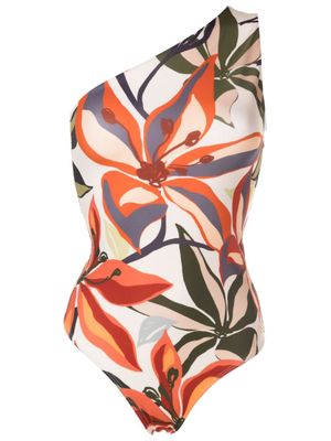 Brigitte floral-print asymmetric one-piece - Multicolour