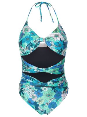 Brigitte floral-print halterneck swimsuit - Blue