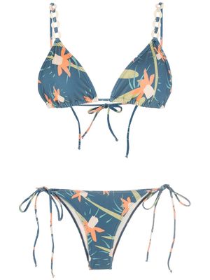 Brigitte floral-print tie bikini - Blue