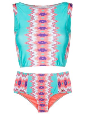 Brigitte geometric-print bikini set - Blue