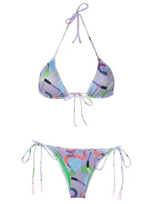 Brigitte graphic-print triangle-cup bikini - Blue