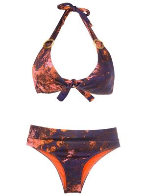 Brigitte hardware-detail halterneck bikini set - Purple