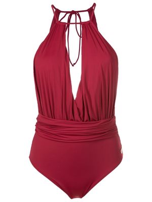 Brigitte keyhole-detail halterneck swimsuit - Red