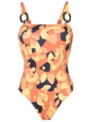 Brigitte Livia abstract print swimsuit - Orange