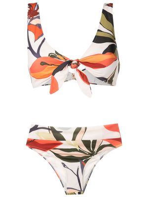 Brigitte palm-print bikini set - Multicolour