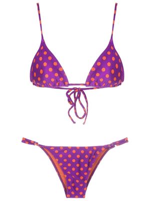 Brigitte polkadot-print triangle-cup bikini - Purple