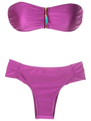 Brigitte ribbed strapless bikini - Purple