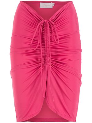 Brigitte ruched-detail lace-up skirt - Pink