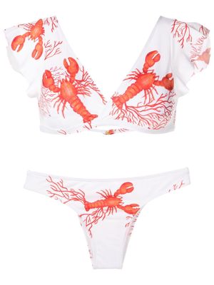 Brigitte sea life-print bikini set - White