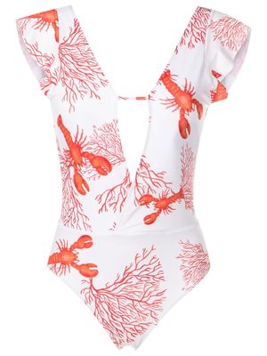 Brigitte sea life-print one-piece swimsuit - White