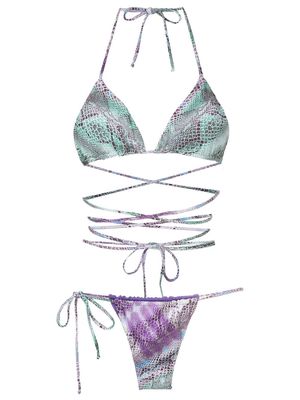 Brigitte snakeskin print bikini - Purple