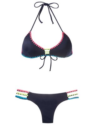 Brigitte stitched-edge bikini set - Blue