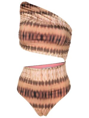 Brigitte tie-dye print cut-out swimsuit - Brown