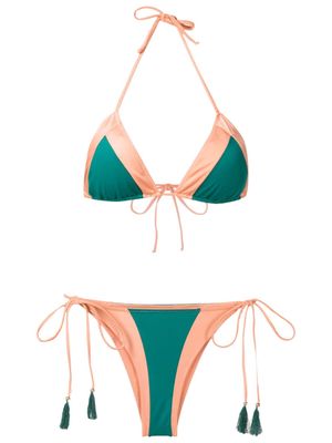 Brigitte two-tone triangle bikini set - Green