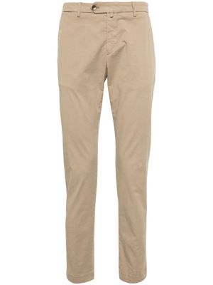 Briglia 1949 low-rise stretch-cotton tapered chinos - Brown