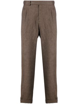 Briglia 1949 pleated linen tailored trousers - Brown