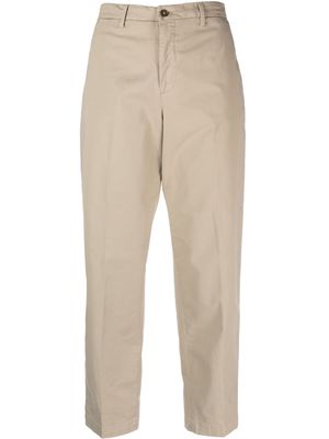 Briglia 1949 pressed-crease cotton tapered trousers - Neutrals