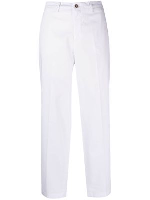 Briglia 1949 pressed-crease cotton tapered trousers - White