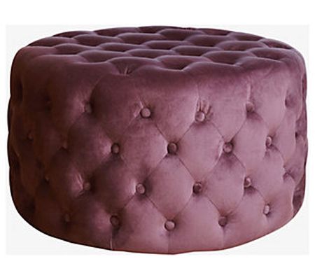 Brinley Tufted Round Velvet Ottoman by Abbyson Living