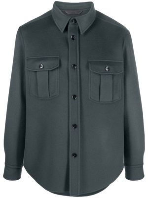Brioni buttoned knitted shirt jacket - Blue